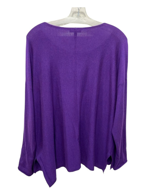 Eileen Fisher Size L Purple Tencel & Lyocell Boat Neck High Low Long Sleeve Top Purple / L