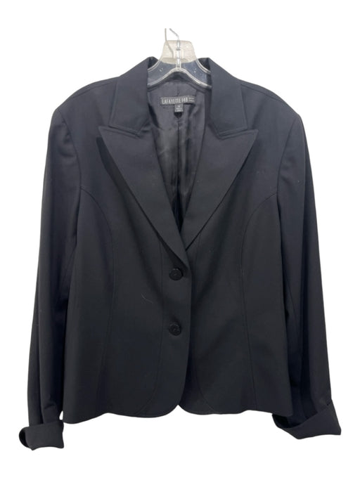 Lafayette 148 Size 14 Black Wool 2 Buttons Darted Blazer Jacket Black / 14