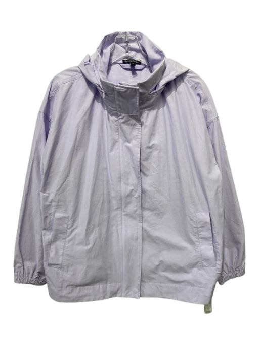 Eileen Fisher Size L Lavender Organic Cotton Blend Pockets Hood Jacket Lavender / L