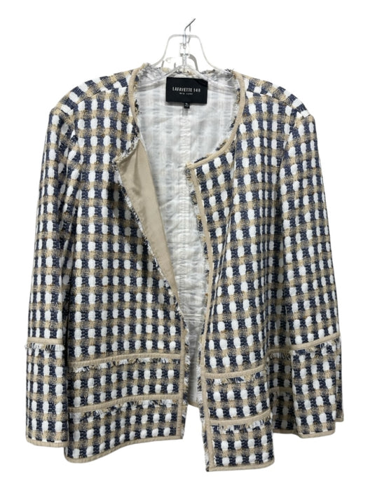 Lafayette 148 Size L Blue Yellow & white Cotton & Polyester Tweed Jacket Blue Yellow & white / L