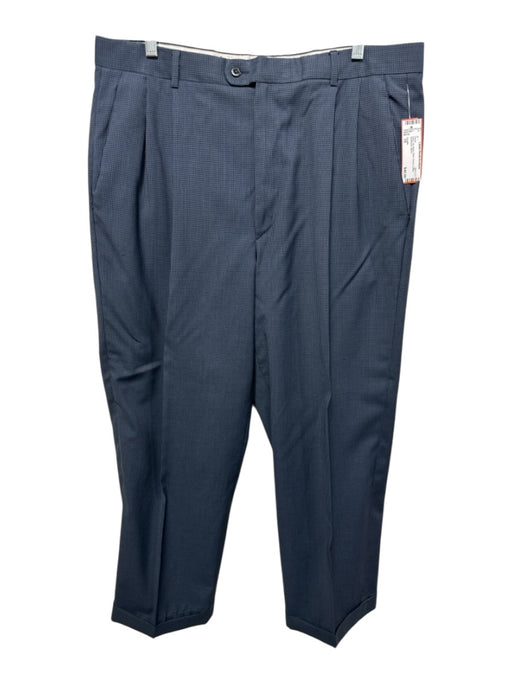 Zanella Size 35 Navy Wool Plaid Dress Cuffed Men's Pants Navy / 35