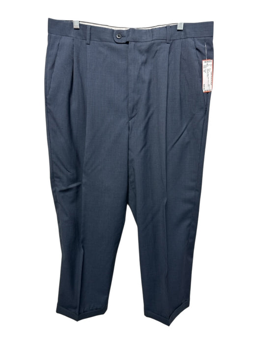Zanella Size 35 Navy Wool Plaid Dress Cuffed Men's Pants Navy / 35