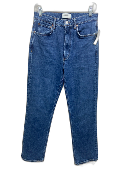 Agolde Size 27 Medium Wash Cotton Denim Zip Fly High Rise Slim Straight Jeans Medium Wash / 27