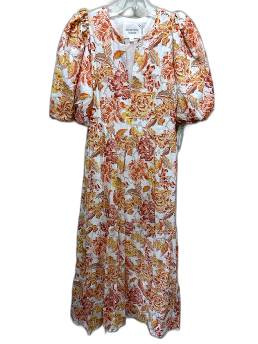 Hyacinth House Size XS White, Orange, Yellow Cotton & Rayon Floral Maxi Dress White, Orange, Yellow / XS