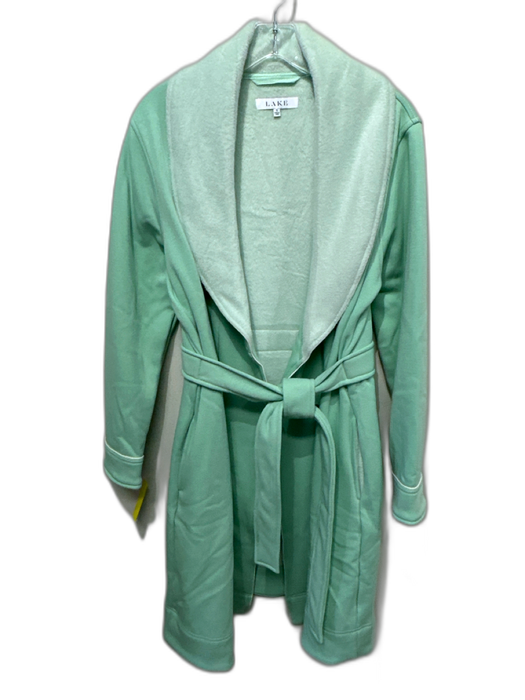 Lake Size S Green Cotton Sheer Open Tie Waist Pockets Robe Green / S