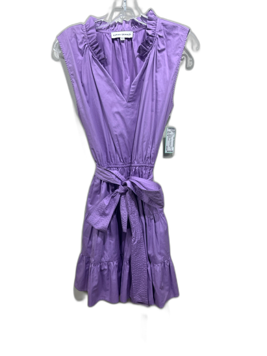 Karina Grimaldi Size M Lavender Cotton Sleeveless V Neck Ruffle Neck Dress Lavender / M