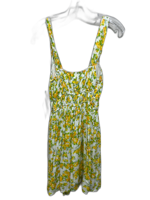 Faithfull the Brand Size M White, Yellow & Green Rayon Sleeveless Floral Dress White, Yellow & Green / M