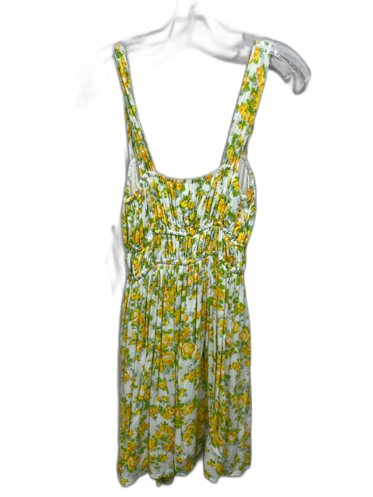 Faithfull the Brand Size M White, Yellow & Green Rayon Sleeveless Floral Dress White, Yellow & Green / M