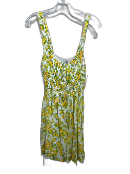 Faithfull the Brand Size M White, Yellow & Green Rayon Sleeveless Floral Dress White, Yellow & Green / M