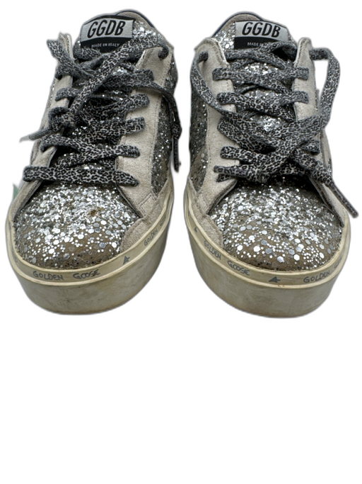 Golden Goose Shoe Size 37 Silver, White & Blue Suede & Leather Glitter Sneakers Silver, White & Blue / 37