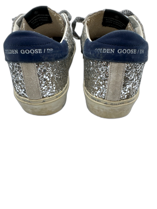 Golden Goose Shoe Size 37 Silver, White & Blue Suede & Leather Glitter Sneakers Silver, White & Blue / 37