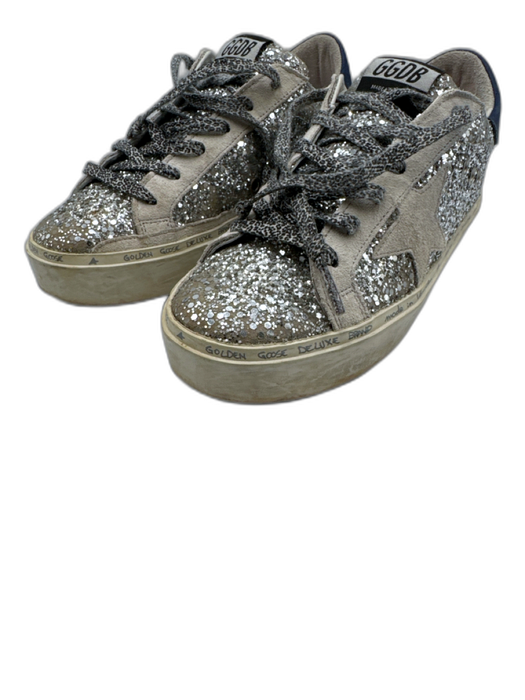 Golden Goose Shoe Size 37 Silver, White & Blue Suede & Leather Glitter Sneakers Silver, White & Blue / 37