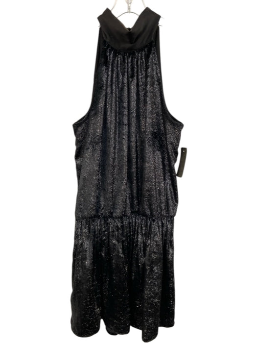 Ramy Brook Size S Black Polyester Halter Neck Shimmer Elastic Waist Fuzzy Dress Black / S