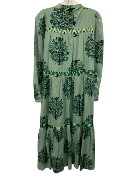Olivia James the Label Size XS Green & Blue Cotton Botanical Print Dress Green & Blue / XS
