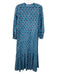 India Collection Emerson Fry Size S Blue & White Cotton Drawstring Waist Dress Blue & White / S