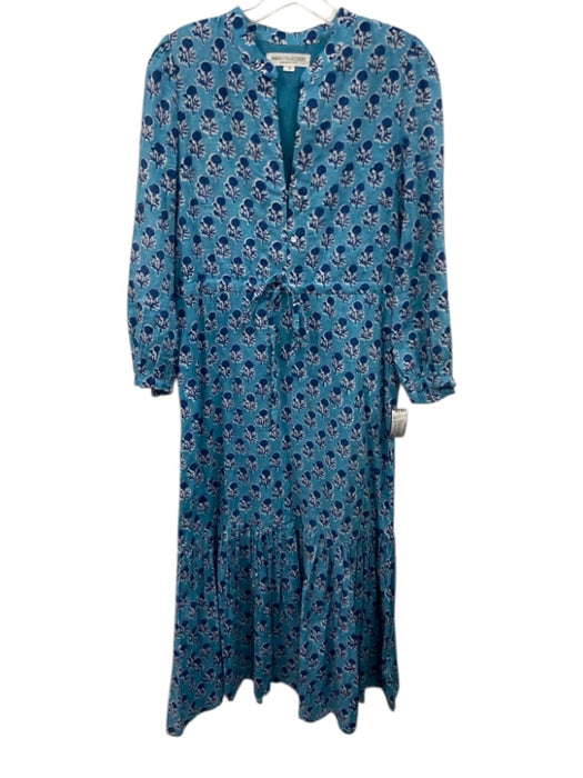 India Collection Emerson Fry Size S Blue & White Cotton Drawstring Waist Dress Blue & White / S
