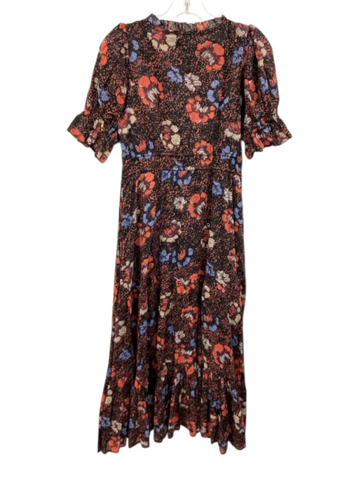 Cleobella Size S Black, Pink & Purple Cotton Short Puff Sleeve U Neck Dress Black, Pink & Purple / S