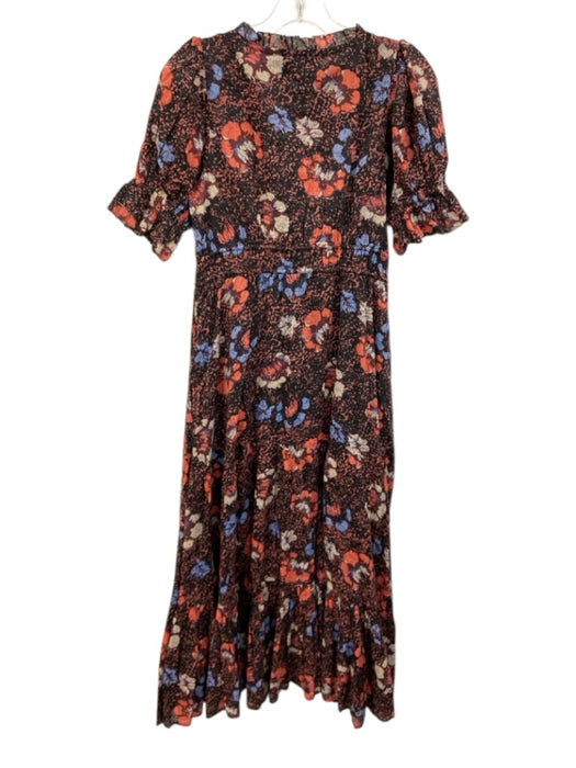 Cleobella Size S Black, Pink & Purple Cotton Short Puff Sleeve U Neck Dress Black, Pink & Purple / S