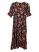 Cleobella Size S Black, Pink & Purple Cotton Short Puff Sleeve U Neck Dress Black, Pink & Purple / S