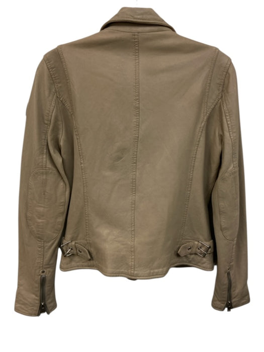 Mauritius Size 6 Khaki Beige Lamb leather Zip Front Zip Pockets Moto Jacket Khaki Beige / 6
