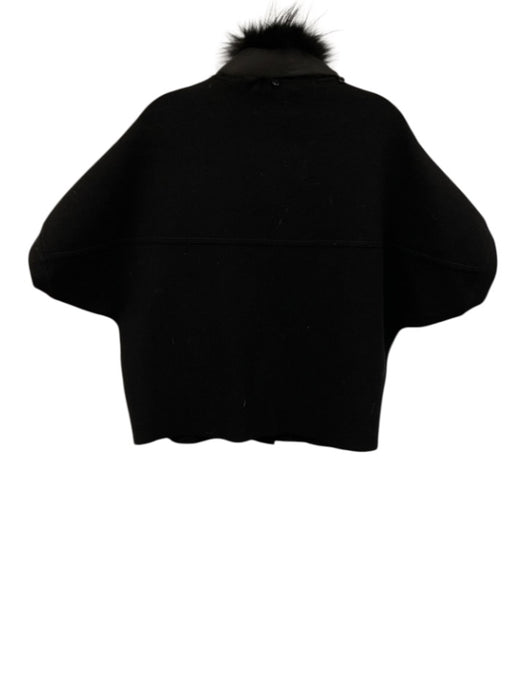 Dolce Cabo Size S/M Black Viscose Blend Removable Fur Trim Zip Pocket Jacket Black / S/M