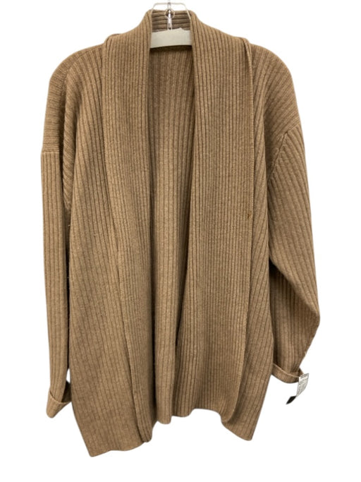 McCulley's Size Est S/M Beige Brown Cashmere Ribbed Knit Open Front Sweater Beige Brown / Est S/M