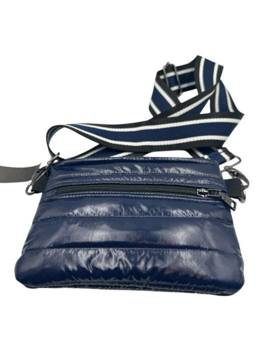Think Royln Dark Blue & Black Polyester Quilted Zip Top Removable Strap Bag Dark Blue & Black