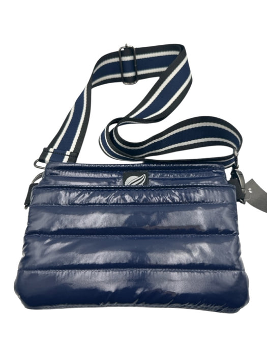 Think Royln Dark Blue & Black Polyester Quilted Zip Top Removable Strap Bag Dark Blue & Black