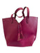 Neiman Marcus Magenta Pink Leather Open Top Two Handles Tassel Detail Tote Bag Magenta Pink
