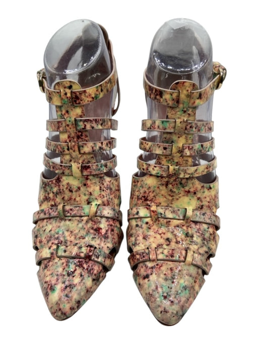 Rebecca Minkoff Shoe Size 8 Beige & Multi Patent Leather Abstract bootie Sandals Beige & Multi / 8