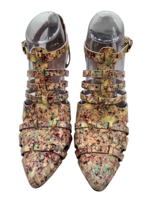 Rebecca Minkoff Shoe Size 8 Beige & Multi Patent Leather Abstract bootie Sandals Beige & Multi / 8