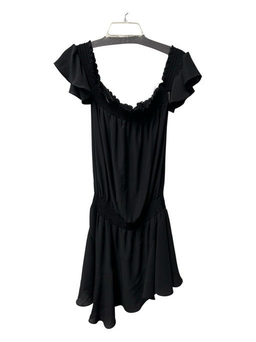 Amanda Up Richard Size Medium Black Polyester Off Shoulder Mini Tiered Dress Black / Medium