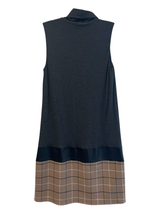 Bailey 44 Size S Gray & Beige Rayon Turleneck Sleeveless Plaid Lined Dress Gray & Beige / S