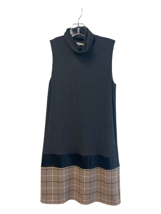 Bailey 44 Size S Gray & Beige Rayon Turleneck Sleeveless Plaid Lined Dress Gray & Beige / S