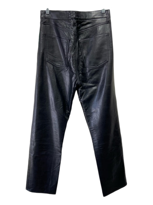 Agolde Size 27 Black PU leather Zip & Button 5 Pocket Straight Leg Paneled Pants Black / 27