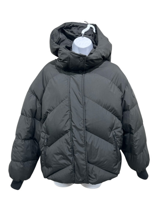 Hermes Size 40 Black Polyester Duck Down Puffer Hooded Zip & Snap Closure Jacket Black / 40