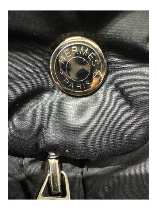 Hermes Size M Black Polyester Down Fill Puffer Zip Up Snap Detail Vest Black / M