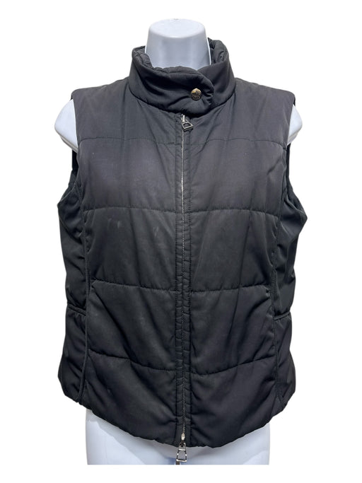 Hermes Size M Black Polyester Down Fill Puffer Zip Up Snap Detail Vest Black / M