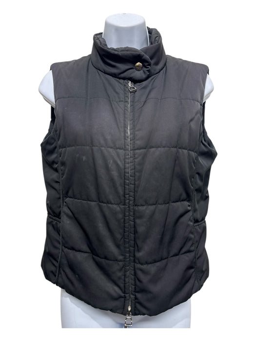 Hermes Size M Black Polyester Down Fill Puffer Zip Up Snap Detail Vest Black / M