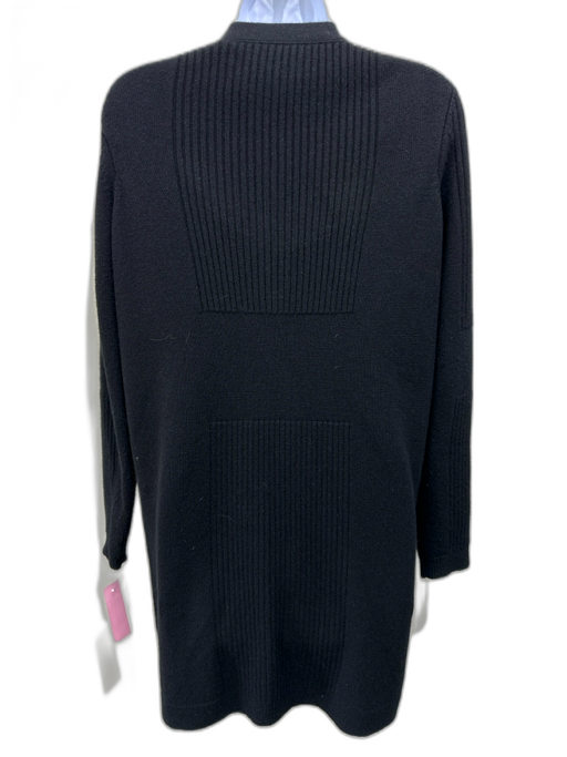 Hermes Size S / 36 Black Cashmere horn buttons V Neck Ribbed Knit Cardigan Black / S / 36