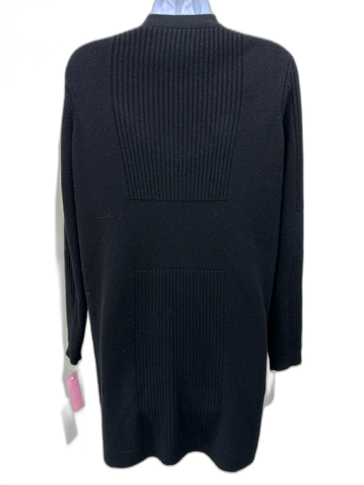 Hermes Size S / 36 Black Cashmere horn buttons V Neck Ribbed Knit Cardigan Black / S / 36