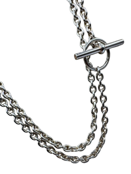 Hermes Silver Metal Chain Toggle Necklace Silver