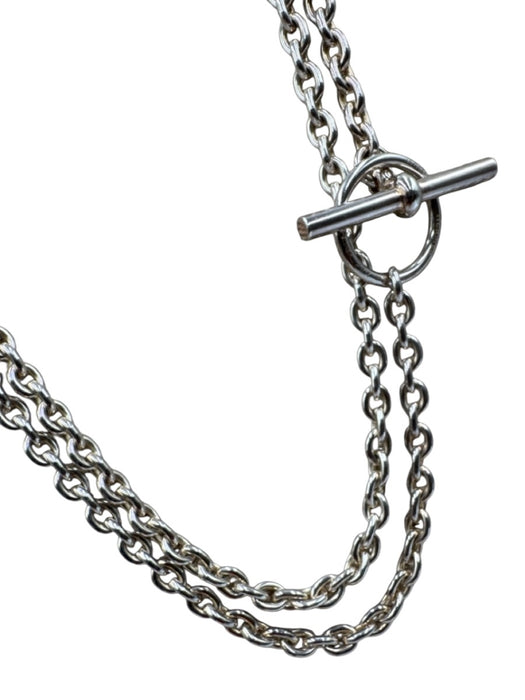 Hermes Silver Metal Chain Toggle Necklace Silver