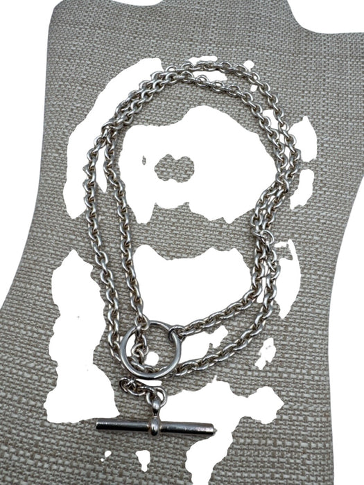 Hermes Silver Metal Chain Toggle Necklace Silver