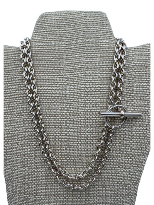 Hermes Silver Metal Chain Toggle Necklace Silver