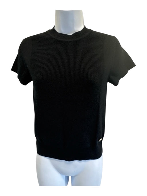 Hermes Size Est. Small Black Missing Fabric Tag Knit Short Sleeve Sweater Top Black / Est. Small