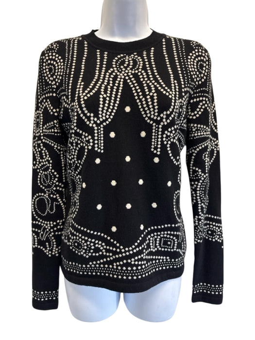 Hermes Size 36 Black & Cream Print Cashmere Blend Dotted Knit Sweater Black & Cream Print / 36