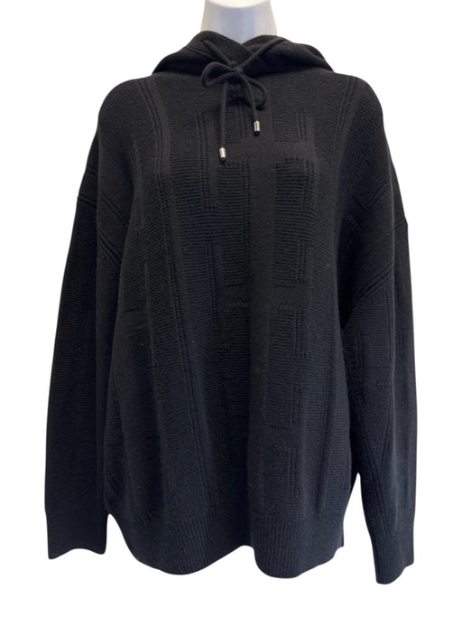 Hermes Size 36 Black Wool Printed Hood Long Sleeve Oversize Sweater Black / 36