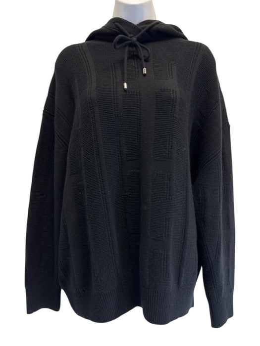 Hermes Size 36 Black Wool Printed Hood Long Sleeve Oversize Sweater Black / 36