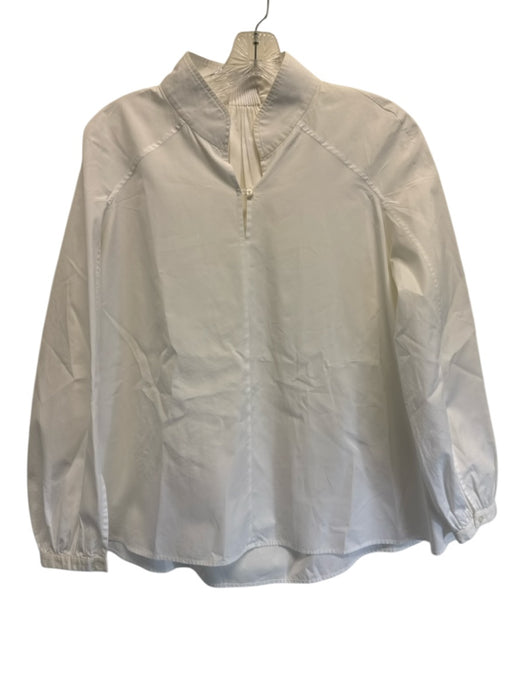 Hermes Size 38/M White Cotton Long Sleeve Half Button Vintage Top White / 38/M